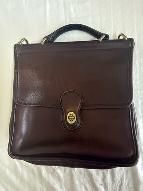 Vintage 90’s COACH Willis Bag 9927 Mahogany Leather Dowel Satchel Top Handle
